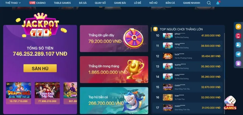 Giao diện ứng dụng 69vin hiển thị các trò chơi casino và cá cược thể thao